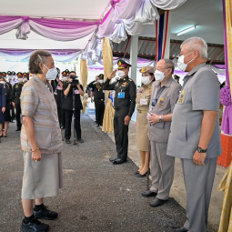 Her Royal Highness Princess Maha Chakri Sirindhorn Observes the Activity of Rice Harvesting at Chulachomklao Royal Military Academy in Nakhon Nayok Province